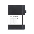 Black A5 grid notebook with 100gsm paper, elastic closure and a convenient pen loop - Black / Grid