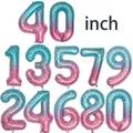 40-inch gradient color number balloons with white dots and star patterns - 40 Inch / Starry Sky Gradient
