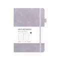 Purple A5 faux leather grid notebook with elastic band and 160 pages of 100gsm paper - Purple / Grid