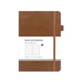 Brown faux leather A5 grid notebook with matching elastic closure and pen loop - Brown / Grid