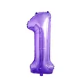 Purple 40 inch number 1 aluminum foil balloon with a shiny metallic mirror finish - 40 Inch / Number 1 / Purple