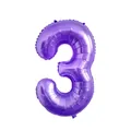 Metallic purple 40-inch foil number 3 balloon for birthday party and event decoration - 40 Inch / Number 3 / Purple