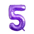Bright purple 40-inch number 5 foil balloon with metallic finish for party decor - 40 Inch / Number 5 / Purple