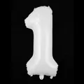 White number 1 balloon made of 40-inch foil with matte finish on black background - Number 1 / 40 Inch (With Individual Packaging) / White