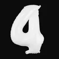 White 40-inch number 4 foil balloon with smooth metallic finish on black background - Number 4 / 40 Inch (With Individual Packaging) / White