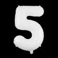 Slim 40 inch white number 5 foil balloon for birthday party decorations - Number 5 / 40 Inch (With Individual Packaging) / White