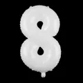 White 40-inch number 8 foil balloon with matte silk finish for birthday party decor - Number 8 / 40 Inch (With Individual Packaging) / White
