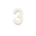 Cream white foil balloon number 3 for party decoration with a matte finish - Number 3 / 40 Inch (With Individual Packaging) / Cream