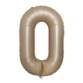 40-inch khaki number 0 foil balloon in slim design for birthday party decoration - Number 0 / 40 Inch (With Individual Packaging) / Caramel color