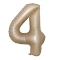 Matte cream number 4 foil balloon, 40-inch slim version for birthday party decor - Number 4 / 40 Inch (With Individual Packaging) / Caramel color