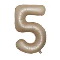 Creamy beige number 5 foil balloon 40 inch slim matte finish for party decor - Number 5 / 40 Inch (With Individual Packaging) / Caramel color