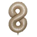 Sand-colored 40-inch number 8 aluminum foil balloon with smooth matte texture - Number 8 / 40 Inch (With Individual Packaging) / Caramel color