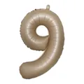 Champagne gold number 9 foil balloon for parties with metallic finish and hanging tabs - Number 9 / 40 Inch (With Individual Packaging) / Caramel color