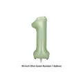 Large 40-inch olive green number 1 foil balloon for baby birthday party decoration - Number 1 / 40 Inch (With Individual Packaging) / Olive Green