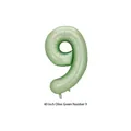 40 inch olive green number 9 aluminum foil balloon with a matte metallic finish - Number 9 / 40 Inch / Olive Green