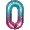 Blue and purple gradient number 0 foil balloon with starry pattern for party decor - Number 0 / 40 Inch / Starry Gradient