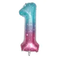 40 inch number 1 foil balloon in gradient blue and purple with white star patterns - Number 1 / 40 Inch / Starry Gradient
