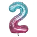 40-inch gradient color number 2 balloon with stars for birthday party decoration - Number 2 / 40 Inch / Starry Gradient