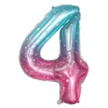40-inch gradient number 4 foil balloon with white stars and polka dots for party - Number 4 / 40 Inch / Starry Gradient