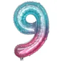 Number 9 foil balloon with blue and purple gradient starry sky pattern for party decor - Number 9 / 40 Inch / Starry Gradient