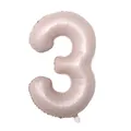 40-inch champagne gold foil balloon in number 3 shape with matte metallic finish - Number 3 / 40 Inch / Baby Pink