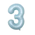 Light blue number 3 foil balloon with metallic finish for party decoration - Number 3 / 40 Inch / Baby Blue