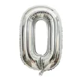 Silver 40-inch number 0 foil balloon with shiny metallic finish for party decor - Number 0 / 40 Inch (With Individual Packaging) / Silver
