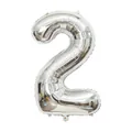 Silver 40 inch number 2 foil balloon with metallic reflective finish for party decor - Number 2 / 40 Inch (With Individual Packaging) / Silver