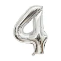 Shiny silver number 4 aluminum foil balloon for birthday and party decorations - Number 4 / 40 Inch (With Individual Packaging) / Silver