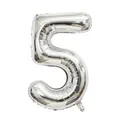Silver number 5 foil balloon for birthday party decorations with metallic finish - Number 5 / 40 Inch (With Individual Packaging) / Silver