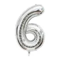 Silver number 6 foil balloon 40 inch for birthday party and festive decorations - Number 6 / 40 Inch (With Individual Packaging) / Silver