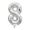 Silver number 8 balloon made of high-gloss aluminum foil for birthday party decoration - Number 8 / 40 Inch (With Individual Packaging) / Silver