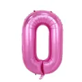 Vibrant rose pink 40 inch number 0 foil balloon with a metallic reflective finish - Number 0 / 40 Inch (With Individual Packaging) / Pink