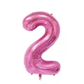 Vibrant rose pink number 2 foil balloon for birthday party and anniversary decor - Number 2 / 40 Inch (With Individual Packaging) / Pink