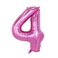 Metallic hot pink number 4 foil balloon for birthday and anniversary party decor - Number 4 / 40 Inch (With Individual Packaging) / Pink