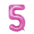 Rose red 40-inch foil balloon shaped like the number 5 for birthday party decoration - Number 5 / 40 Inch (With Individual Packaging) / Pink