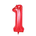 Large 40-inch red foil balloon in number one shape for birthday party decoration - Number 1 / 40 Inch (With Individual Packaging) / Red