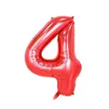 40-inch vibrant red number 4 foil balloon with metallic finish for parties - Number 4 / 40 Inch (With Individual Packaging) / Red