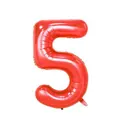 Metallic red number 5 foil balloon, 40-inch slim design for birthday party decor - Number 5 / 40 Inch (With Individual Packaging) / Red