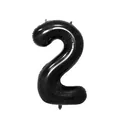 Black foil number 2 balloon with metallic finish and hanging tabs for party decor - Number 2 / 40 Inch (With Individual Packaging) / Black