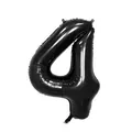 Black aluminum foil number 4 balloon with metallic finish for party decoration - Number 4 / 40 Inch (With Individual Packaging) / Black