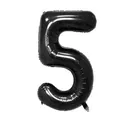 40-inch slim black number 5 foil balloon with metallic finish for birthday party decor - Number 5 / 40 Inch (With Individual Packaging) / Black