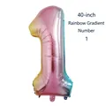 40-inch rainbow gradient number 1 foil balloon with metallic finish for birthday party - Number 1 / 40 Inch (With Individual Packaging) / Gradient