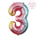 40 inch rainbow gradient number 3 foil balloon made of high-quality aluminum film - Number 3 / 40 Inch (With Individual Packaging) / Gradient