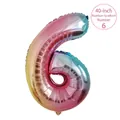 40 inch rainbow gradient number 6 foil balloon with metallic reflective finish - Number 6 / 40 Inch (With Individual Packaging) / Gradient