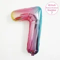 40 inch rainbow gradient number 7 foil balloon with shiny metallic reflective surface - Number 7 / 40 Inch (With Individual Packaging) / Gradient
