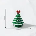 Miniature green resin Christmas tree ornament with a red heart topper, height 3.6cm - Style 4 Large Dark Green