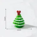 Miniature resin Christmas tree figurine with red heart topper and dimensions shown - Style 4 Large Light Green