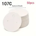50pcs white circular earring display cards 4cm for small business jewelry - Round Style (107C) / White