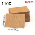 100pcs brown kraft paper earring display cards measuring 1.77x1.26 inches for jewelry - Small Rectangular Style (110C)
